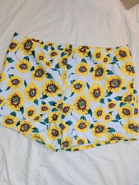 Swim Shorts 22W Booty Swimsuit Yelllow Sunflowers High Waisted Bottoms Plus Size